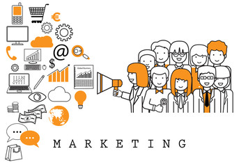 Marketing Team-On White Background-Vector Illustration,Graphic Design