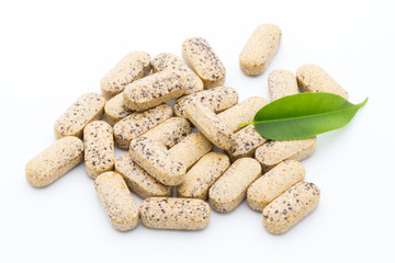 Alternative Medicine. Vitamin capsules. Homeopathic supplement.