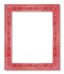 The antique red frame on the white background