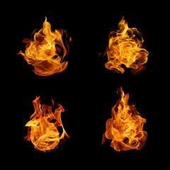 Fototapeta premium fire flame collection on black background