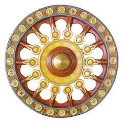 decorative wooden wheel of Thailand isolated on white
