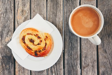 Morning coffee with with sweet pastries