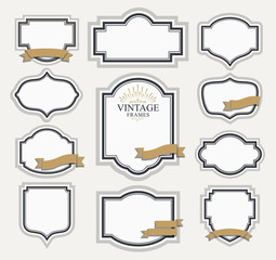 Frame classic template. Vintage contour blank frames and labels. Vintage elements design for cafe, restaurant, boutique, hotel, shop, jewelry. Vector retro elements