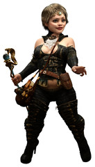 Halfling mage or wizard 3D illustration