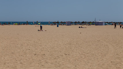 Fototapeta na wymiar Malvarrosa beach in Valencia, Spain