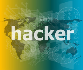 Privacy concept: words Hacker on digital background vector illustration