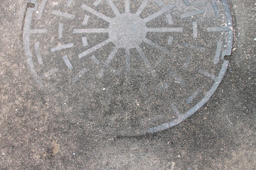 metal manhole cover on the ground
