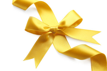 Golden ribbon on white background