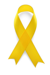 Yellow awareness ribbon on light background
