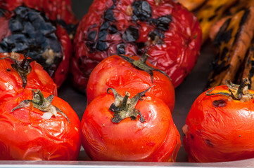 tomato, pepper, eggplant grill