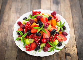 Fresh fruit salad on the plate