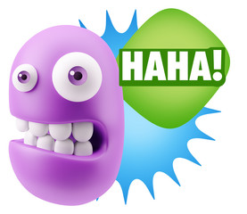 3d Illustration Laughing Character Emoji Expression saying Hahah