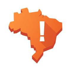 Illustration of an isolated Brazil map with an admiration sign