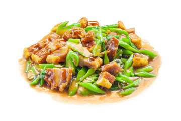 Crispy Pork fried with Kale Thai delicious food