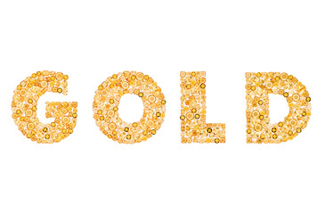 Word GOLD gemstone placer. Luxury decoration