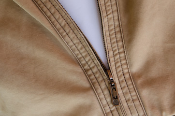 Zipper / Textile / Open Zipper Of  Jacket with white background