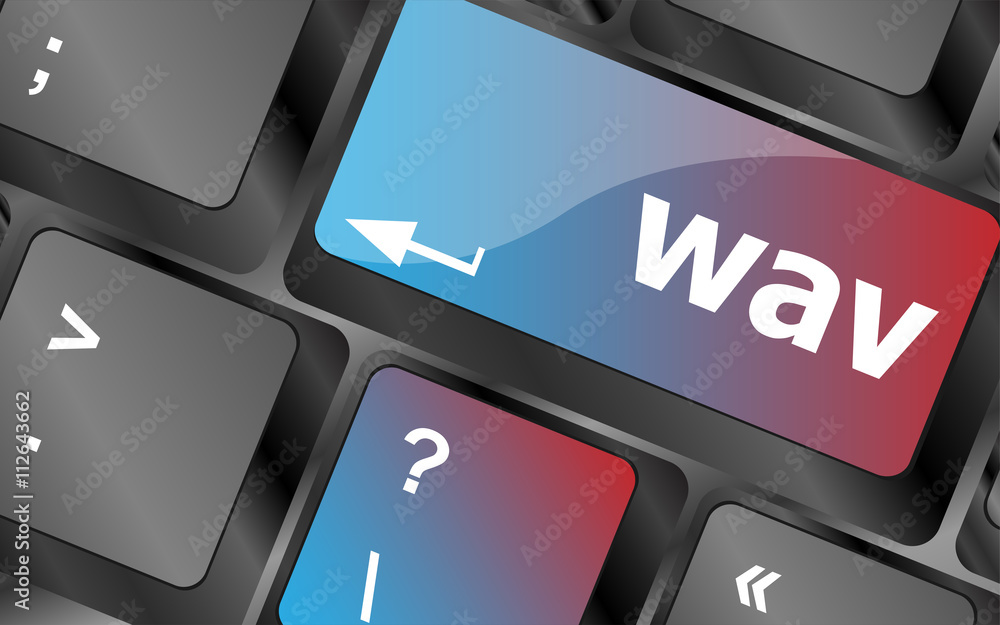 Poster wav word on keyboard keys button vector , keyboard keys, keyboard button