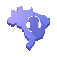 Illustration of an isolated Brazil map with  a hands free phone
