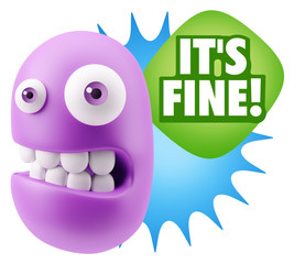 3d Illustration Laughing Character Emoji Expression saying It's