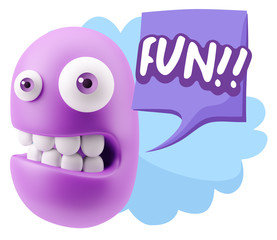 3d Illustration Laughing Character Emoji Expression saying Fun w