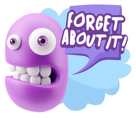 3d Rendering Smile Character Emoticon Expression saying Forget A