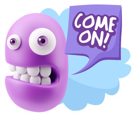 3d Illustration Laughing Character Emoji Expression saying Come
