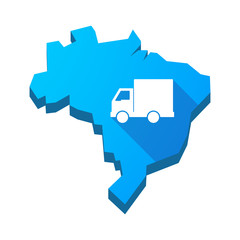 Illustration of an isolated Brazil map with a  delivery truck