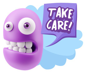 3d Illustration Laughing Character Emoji Expression saying Take