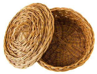 wicker utensils isolated on white background