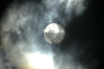 Fototapeta na wymiar telescopic view of the sun and clouds
