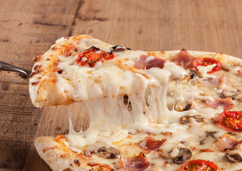 Hot pizza slice