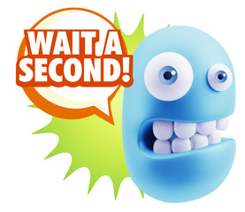 3d Illustration Laughing Character Emoji Expression saying Wait