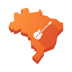 Illustration of an isolated Brazil map with  an electric guitar