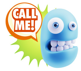 3d Illustration Laughing Character Emoji Expression saying Call