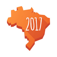 Illustration of an isolated Brazil map with  a 2017 year  number