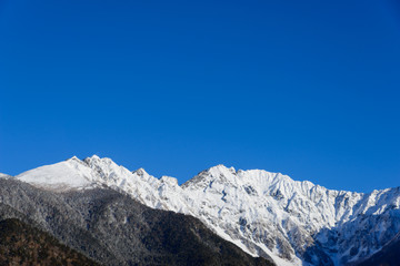 Hotaka mountains in winter in Kamikochi, Nagano, Japan