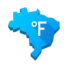 Illustration of an isolated Brazil map with  a farenheith degree