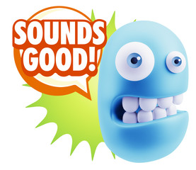 3d Illustration Laughing Character Emoji Expression saying Sound