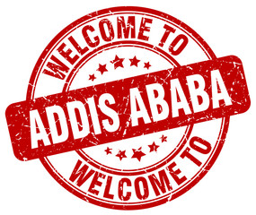 welcome to Addis Ababa red round vintage stamp