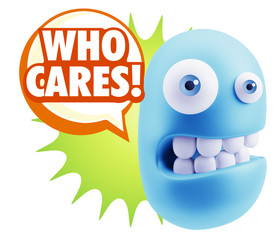 3d Illustration Laughing Character Emoji Expression saying Who C