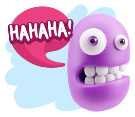 3d Illustration Laughing Character Emoji Expression saying Hahah