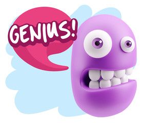 3d Illustration Laughing Character Emoji Expression saying Geniu