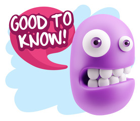 3d Illustration Laughing Character Emoji Expression saying Good