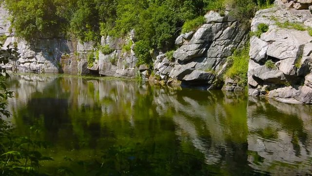 Buky Canyon Waterfall, Ukrainian Falls, Beautiful Fall. Beautiful nature of Ukraine, Buksky waterfall, buky canyon. Active leisure Places in Ukraine.