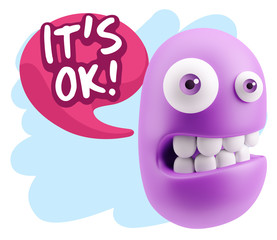 3d Illustration Laughing Character Emoji Expression saying It's