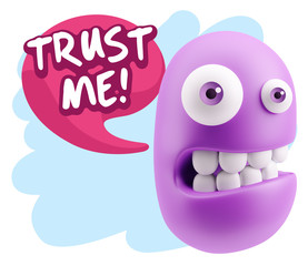 3d Illustration Laughing Character Emoji Expression saying Trust