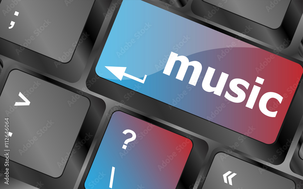 Poster computer keyboard with music key - technology background vector , keyboard keys, keyboard button