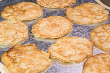 Fresh cooked cornmeal pancakes.