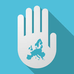 Long shadow hand with  a map of Europe