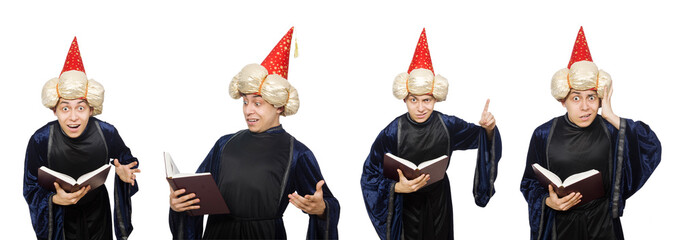 Funny wise wizard isolated on the white